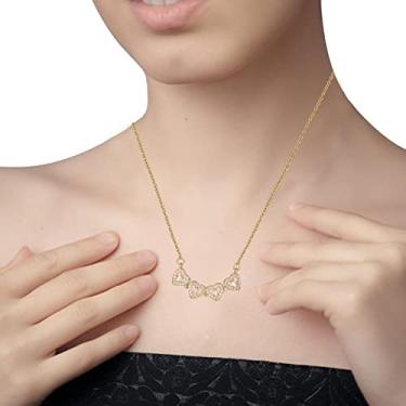 Imagem de Colares de Trevo de Cristal,Pingente de colar de cristal de coração com strass | Pingente de pescoço ornamento em forma de coração para mulheres, meninas Aelevate