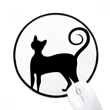 Imagem de Tapete de mouse de gato preto mewing elegante com contorno de animal para computador