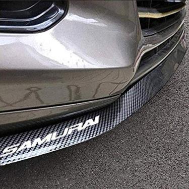 Imagem de Lábios frontais, HengJia Auto Parts 2,5 m/8,2 pés Lábio frontal de fibra de carbono para carro, batom frontal para-choque, lábio de carbono, saia lateral, spoiler de lábio frontal 100% de proteção à prova d'água (preto carbono)