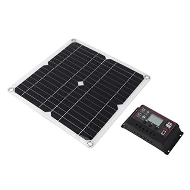 Imagem de Kit de painel solar de 15 W, controlador de saída CC duplo USB 100 A, células solares para bateria de carro e barco (controlador preto)