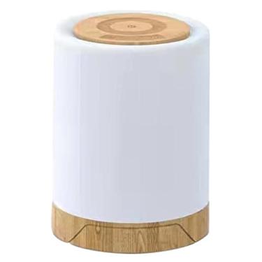 Imagem de FAKEME Porta de carregamento USB LED Night Light Touch Switch 7 cores RGB Ajustável para pendurar para quarto sala de estar Lâmpada de mesa de cabeceira - Grão de madeira