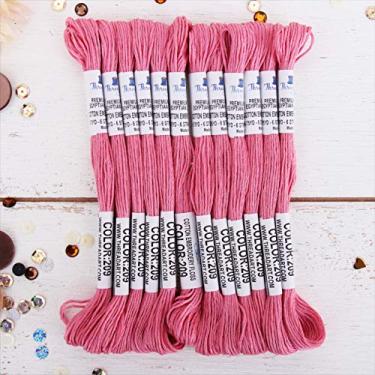 Imagem de 12 novelos ThreadArt Fio de bordado de algodão egípcio de fibra longa premium | Rosa empoeirada | 6 fios divisíveis de 8,5 metros cada para bordado à mão, pulseiras de amizade, ponto de cruz e artesanato