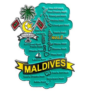 Imagem de Imã Maldivas – Imã Mapa Maldivas Bandeira Cidades Símbolos - Mapa Mundi Magnético - Imã Geladeira Maldivas