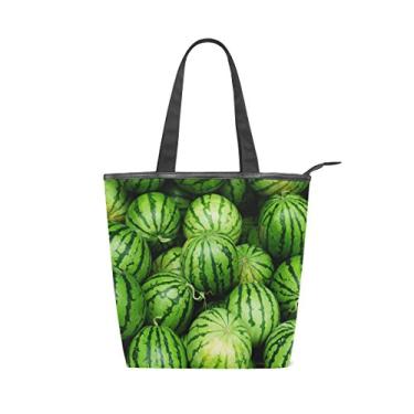 Imagem de Bolsa de ombro feminina ALAZA tipo sacola de lona verde melancias
