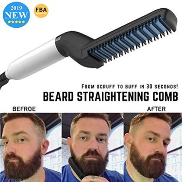 Imagem de Pente de cabelo profissional multifuncional para alisamento de barba, penteador de cabelo 2019 estilo rápido alisador de cabelo para homens