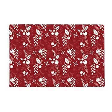 Imagem de DIYthinker Tapete para porta de banheiro com estampa vermelha branca para decoração de Natal antiderrapante