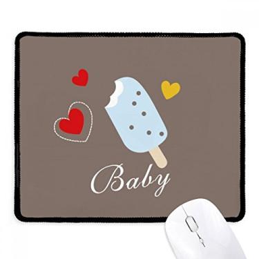 Imagem de Mouse pad Heart Blue Popsicle Sweet Ice Cream com borda costurada para jogos