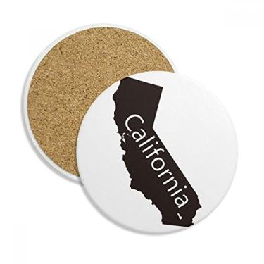 Imagem de Caneca de porta-copos com contorno do mapa da Califórnia dos Estados Unidos com pedra absorvente de proteção de mesa