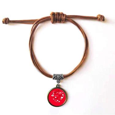 Imagem de DIYthinker Pulseira de couro de coração vermelho e branco para Dia dos Namorados