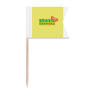 Imagem de Cabeça de Carnaval do Rio Brasil, Art Déco, Presente Fashion com Bandeiras de Palito de Dente, Marcação de Etiquetagem para Festa Bolo, Comida de Queijo