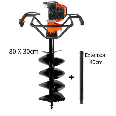 Imagem de Perfurador de Solo Vulcan Trent VPS520 2T 52cc Alta Potência e Durabilidade Ideal Para Instalações de Mourões Com Broca 80x30cm + Extensor de 40cm