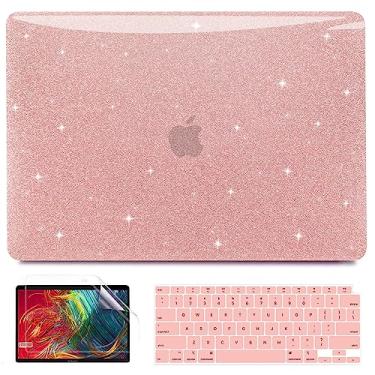 Imagem de Anban Capa compatível com MacBook Air de 13 polegadas 2022 2021 2020 2019 2018 M1 A2337 A2179 A1932, capa rígida de plástico com glitter + capa de teclado + protetor de tela para MacBook Air de 13,3