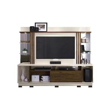 Imagem de Estante Home Theater Frizz Gold Para Tv 55 Polegadas Com Pés Off White/Savana - Madetec