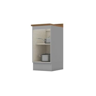 Imagem de Balcão 400 mm 1 Porta com Tampo Emily Cinza/Marrom