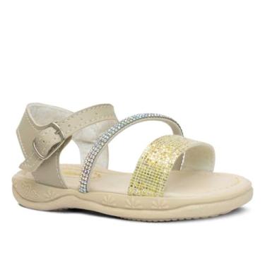 Imagem de Sandália Bebê Infantil Nº 19 ao 26 Menina Moda Brilho Strass 04.74 (Dourado, BR, Criança de 1 a 3 anos, Numérico, 19)