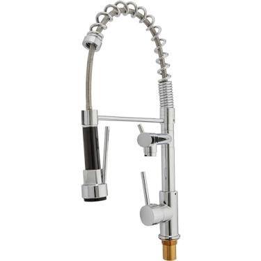 Imagem de Torneira Cozinha Gourmet Monocomando de Mesa Com Spray Extensor, Volante Em Alavanca Com Abertura Mais Leve, Fácil Encaixe,Prata