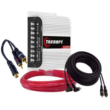 Imagem de Módulo Taramps TS400x4 Entrada Fio e RCA + Cabo Bateria 6mm 5 Metros + Cabo RCA 5 Metros + Cabo Y