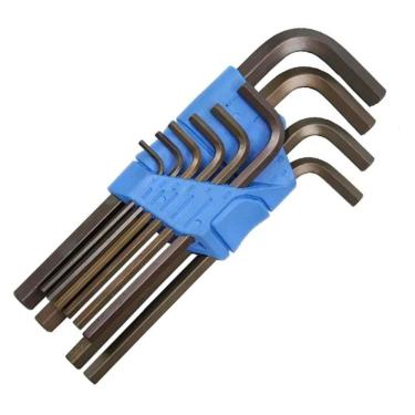 Imagem de Jogo de Chaves Allen Hexagonais Longas Tipo L com 10 peças 1/8" à 9/16" - Gedore 012352