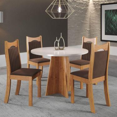 Imagem de Conjunto de Jantar Mesa Redonda Herbal com 4 Cadeiras Dalas Mel/Blonde/Bombom