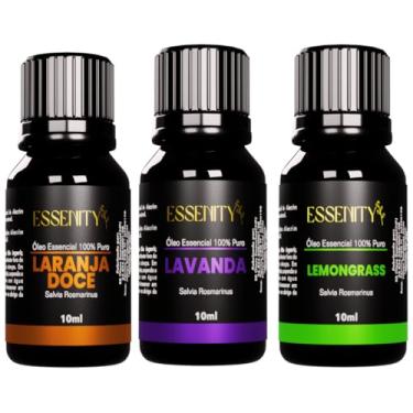 Imagem de Kit Energia e Vitalidade 100% Puro - 3 Óleos Essenciais Lavanda, Lemongrass, Laranja Doce - Alívio do Stress, Relaxamento Profundo, Revigoramento Mental, Essência 100% Pura para Difusor, Massagem e Aromaterapia - Sinergia Terapêutica, Vegano, Cruelty-Free - ESSENITY