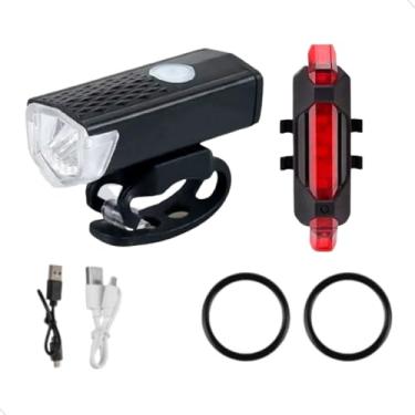 Imagem de Farol Bike Led Bicicleta Dianteira Traseira USB Recarregável Seguranca Noturna Ciclista Mundo Compras