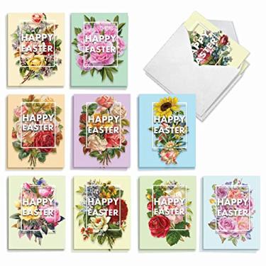 Imagem de The Best Card Company Conjunto de 20 cartões sortidos de Páscoa em branco 10 x 13 cm com envelopes (10 desenhos, 2 cada) flores para Páscoa AM3532EAB-B2x10