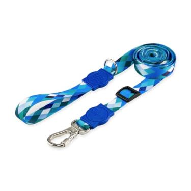 Imagem de Dog Trip Brasil Coleira Guia Retrátil Metros Para Cães Cachorro Adestramento Passeio Porte Grande Médio Pequeno (P, Quadriculada Azul)