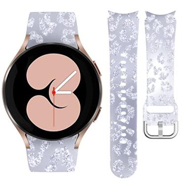 Imagem de Watbro Pulseira compatível com Samsung Galaxy Watch 6 Classic com estampa de leopardo para Galaxy Watch 5/4 de 40 mm, 43 mm, 47 mm, 40 mm, 44 mm, pulseira leopardo para Galaxy Watch5 pro/Galaxy Watch4