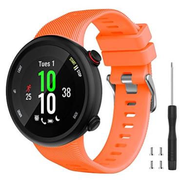 Imagem de Watbro Compatível com a pulseira Garmin Forerunner 45, pulseira de relógio esportiva de silicone macio, pulseira de fitness, pulseira para relógio inteligente Garmin Forerunner 45., Laranja