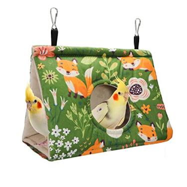 Imagem de Wontee Casa de ninho de pássaros inverno quente cabana aconchegante cama de pássaro rede suspensa para periquitos caique senegal quaker papagaios calopsitas conures (médio, verde)