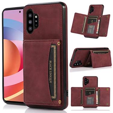 Imagem de LCSMFKJ Capa carteira flip para Samsung Galaxy Note 10 Plus com compartimento para cartão de crédito de couro PU capa protetora à prova de choque para mulheres 17,3 cm vermelha