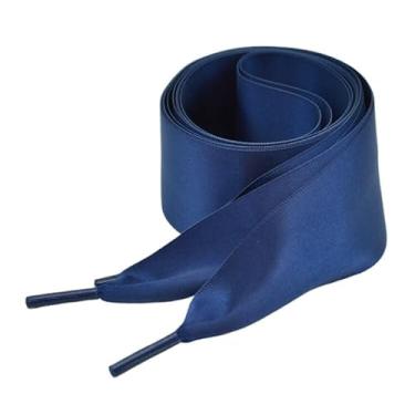 Imagem de Smooth Satin Wide Shoe Laces Ribbon Shoelaces For Sneakers Boots (Color : Dark blue)