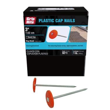 Imagem de Grip Rite 3PRCAP1 350 g de prego de plástico redondo eletrogalvanizado, 7,6 cm