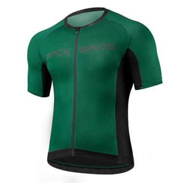 Imagem de ROCKBROS Camisa de ciclismo masculina de manga curta, ultra respirável, secagem rápida, mountain bike, camiseta de ciclismo, Verde, G