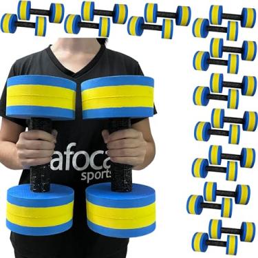 Imagem de Kit 10 Pares Halteres de Hidroginástica Redondo em EVA DF4017-AZ 3-4Kg Azul/Amarelo Dafoca Sports