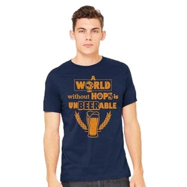 Imagem de TeeFury - Um mundo sem lúpulo - texto masculino, camiseta, Azul marino, M