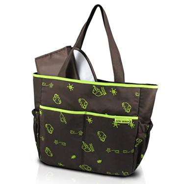Imagem de BOLSA DE BEBÊ MATERNIDADE ESTAMPADA COM 4 BOLSINHOS E TROCADOR IMPERMEÁVEL JACKI DESIGN MARROM VERDE