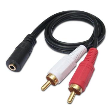 Imagem de Cabo Fio P2 Fêmea 3,5mm Para RCA Áudio Som Estéreo 40cm
