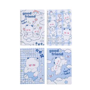 Imagem de Caderno fofo de desenho animado A5 para alunos do ensino fundamental linha horizontal espessa rosto macio copiando caderno portátil - Bom amigo - 4 livros por conjunto