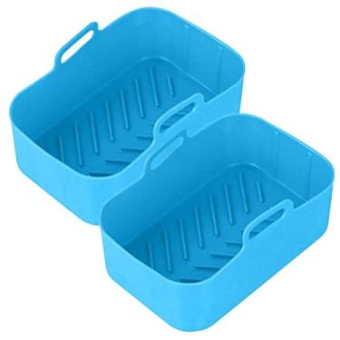 Imagem de O Forro Reusável da Fritadeira do Ar do Silicone, Acessórios da Fritadeira do Ar da Cesta Antiaderente Com Punhos Circula O Ar Melhor para a Maioria Dos Alimentos (BLUE)