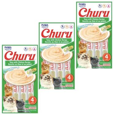 Imagem de Kit 03 Churu Petisco Para Gatos Vários Sabores Escolher Inaba - 8 Tubetes (Kit 03 unid. (12 Tubetes), Atum com Frango)