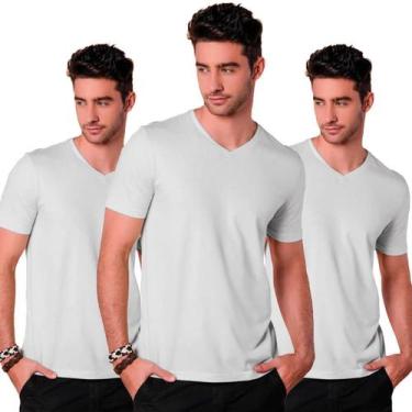 Imagem de Kit 3 Camisetas Masculina Gola V Básica Premium - Mississipi