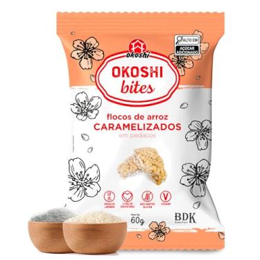 Imagem de OKOSHI - Arroz caramelizado Okoshi Bites Tradicional - Flocos de Arroz Caramelizado em Pedaços - Snacks Saudáveis, Lanches Fit para a Dieta - Vegano, Sem Glúten, Lactose e Gordura Trans - Kosher - 60g