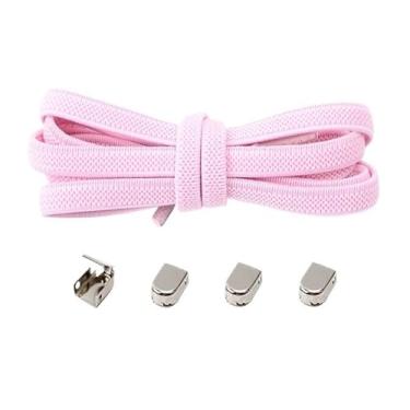 Imagem de No Tie Shoelaces Metal Buckles Elastic For Sneakers One Size Fits All Adult Kids Laces Lazy Sport Rubber Shoestrings(Pink)