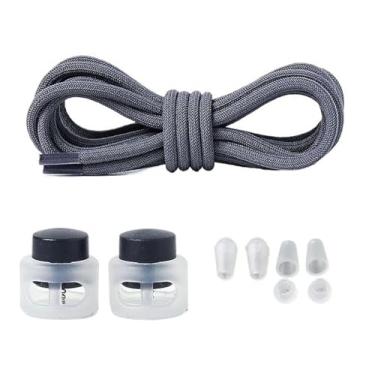 Imagem de Elastic Laces Sneakers Round Rubber Bands No Tie Shoelaces Unisex Basketball Shoe Laces Children Free Tie Shoestrings(Dark Grey)