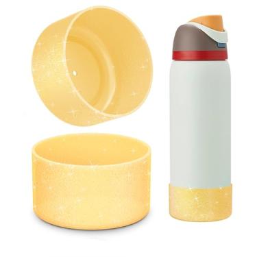 Imagem de 2 peças de bota de silicone com glitter para garrafa de água Owala 1,134 g, capa protetora antiderrapante para garrafas de água de aço inoxidável FreeSip/Twist/Flip acessórios