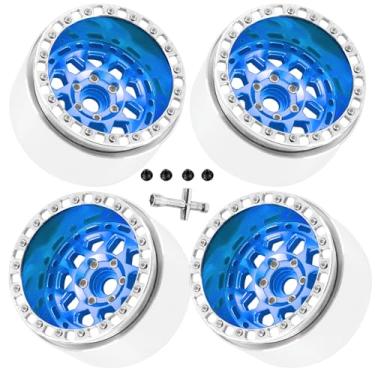 Imagem de RCHuiWow 2.2" Beadlock RC Wheels for 1/10 RC Crawler Axia1 SCX10 Capra,AMG 6x6,TRX4,Redcat Gen8 Everest Gen7 Pro,Alloy Aluminium rc Wheels 2.2 Beadlock Wheels 2.2 Beadlock Rims,4pcs,Navy Blue