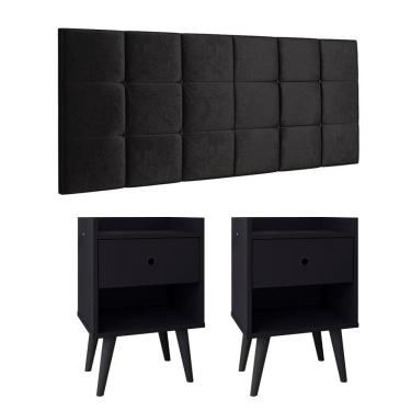 Imagem de Kit 2 Mesinhas Apoio Decore Nicho Pés Retrô Cabeceira Suspensa Bia Cama Box King 1,95 - Lojas RPM 