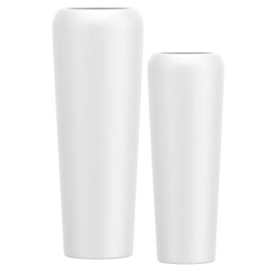 Imagem de Jogo Vasos Vietnamita 80cm E 65cm Fibra De Vidro Auto Brilho (Branco Fosco)