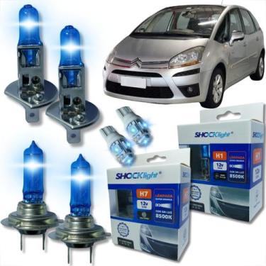 Imagem de Kit lâmpada shocklight super branca farol alto baixo e lanterna h1 h7 